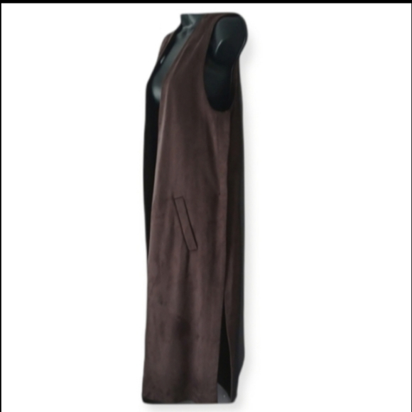 Zara Faux Suede Long Vest! Size S - Picture 3 of 12